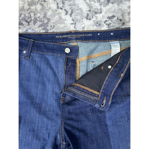 Chico's So Slimming Girlfriend Patchwork Flare Blue Denim Jeans Size 16 - Picture 10 of 11